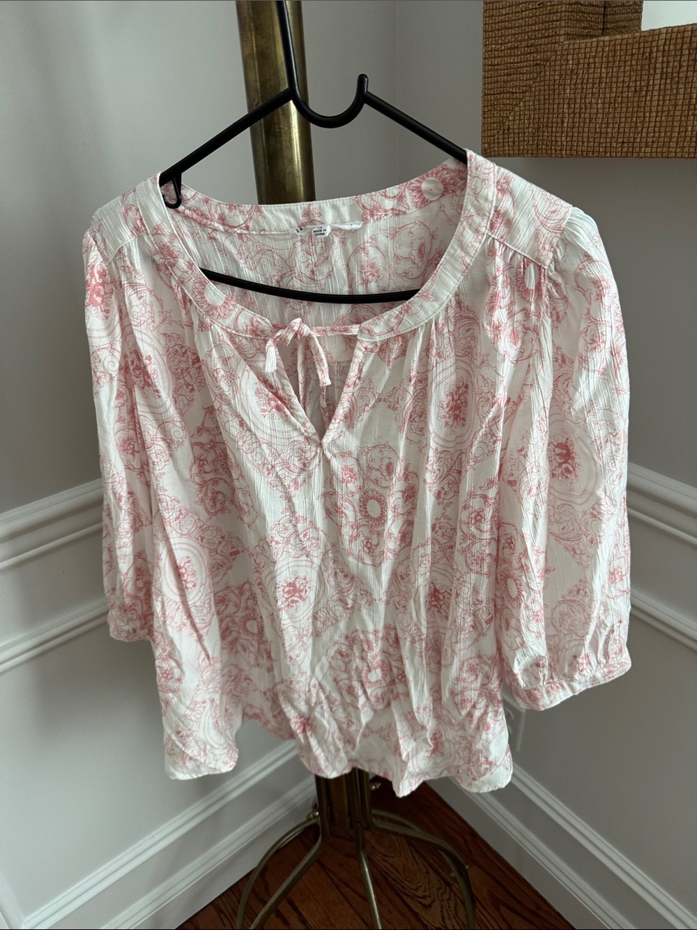 Jane and Delancey Cream Tunic with Pink Toile Print